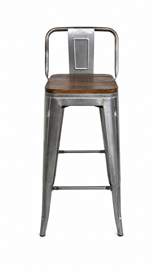 1508-1- Taburete Tolix Con asiento en madera crudo