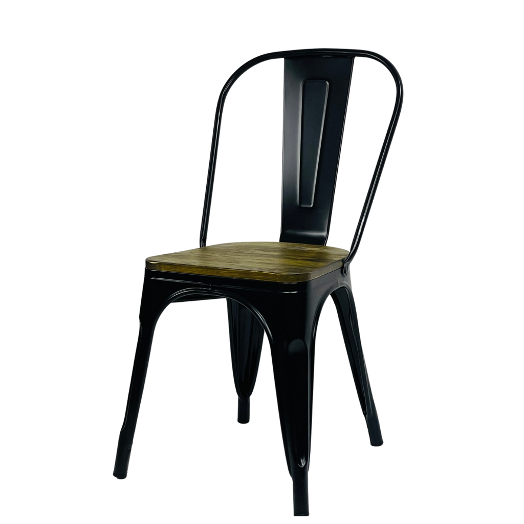 1518-1- Silla Metálica Tolix Con Asiento  De Madera