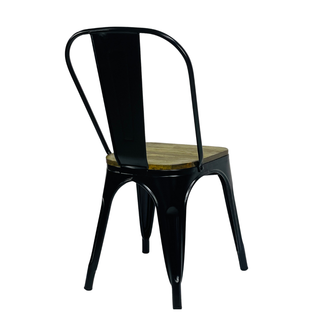 1518-1- Silla Metálica Tolix Con Asiento  De Madera