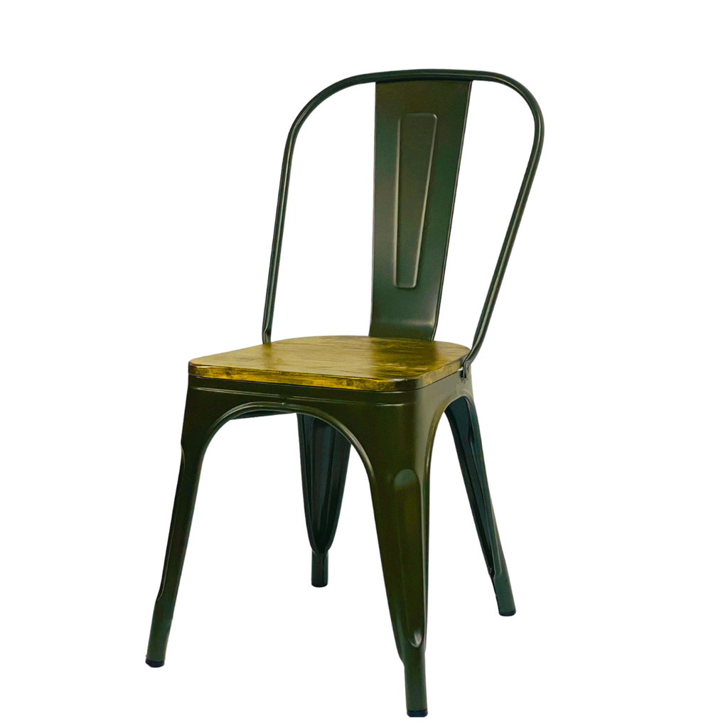 1518-1- Silla Metálica Tolix Con Asiento  De Madera