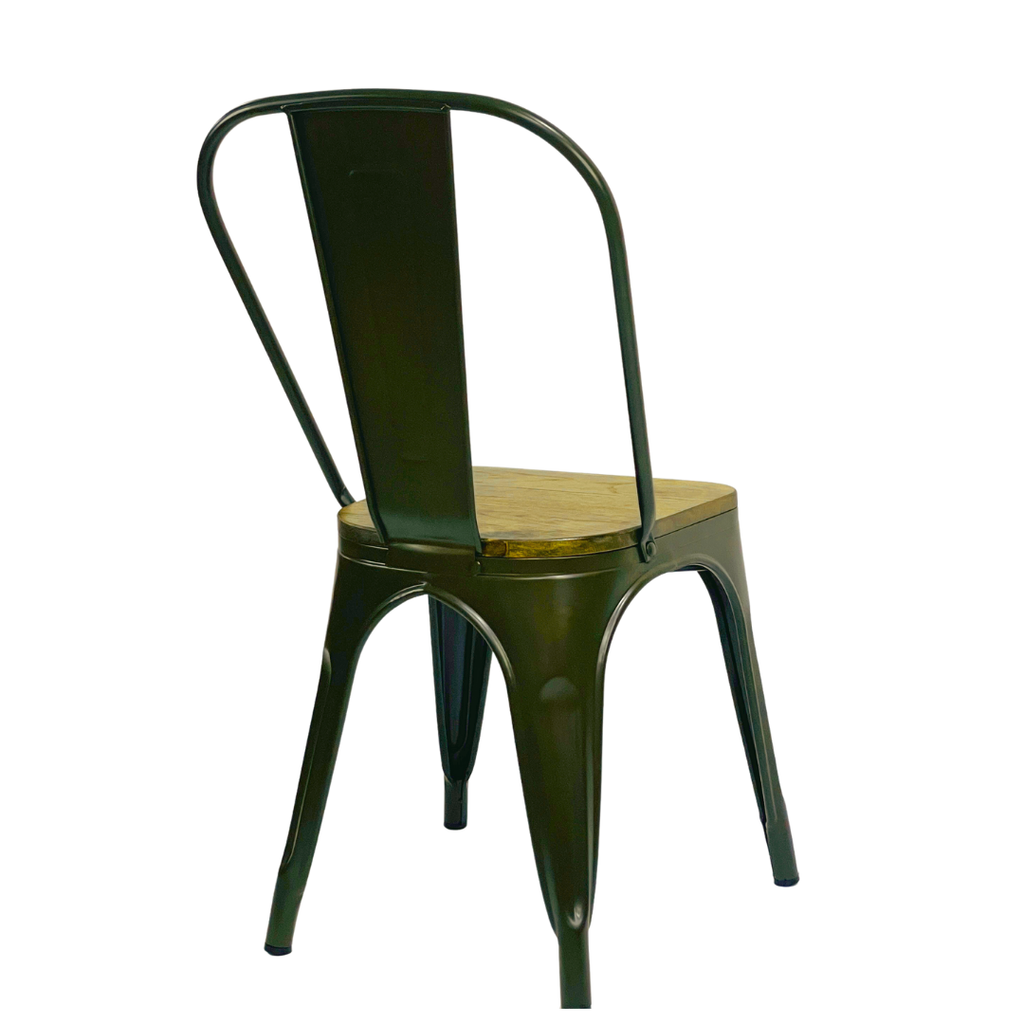 1518-1- Silla Metálica Tolix Con Asiento  De Madera