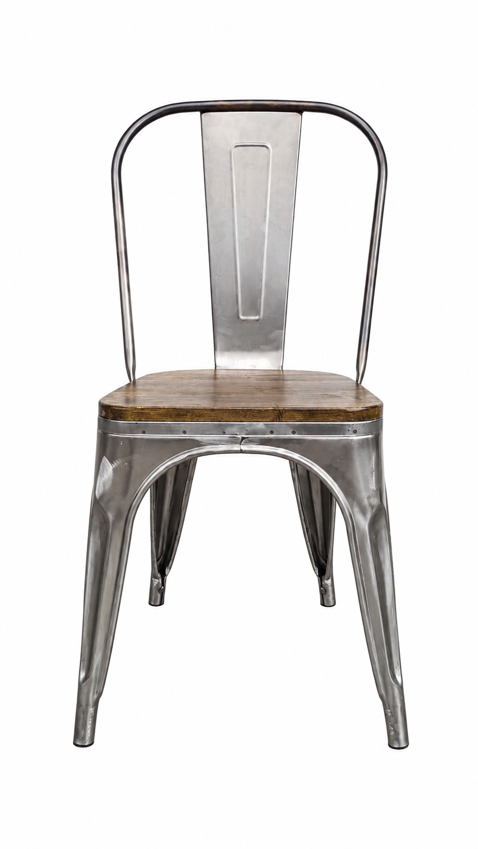 1518-1- Silla Tolix En Crudo Con Asiento En Madera