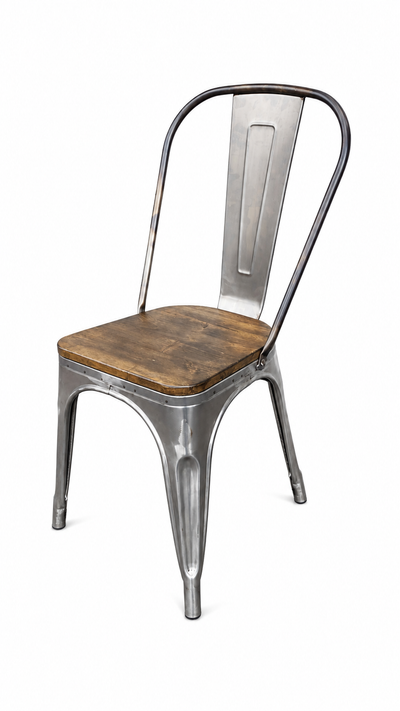 1518-1- Silla Tolix En Crudo Con Asiento En Madera