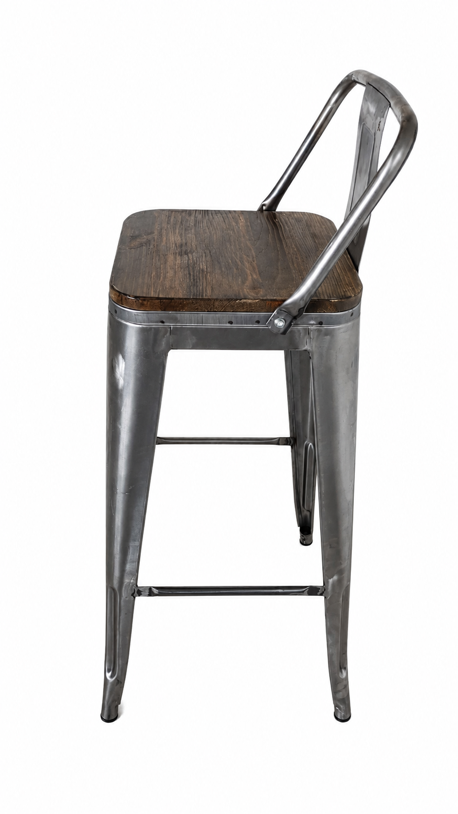 1508-1- Taburete Tolix Con asiento en madera crudo