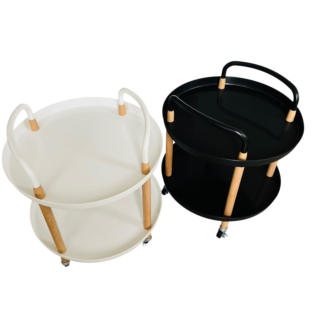 SRO-23 Mesita Auxiliar 2 Niveles Circular Con ruedas