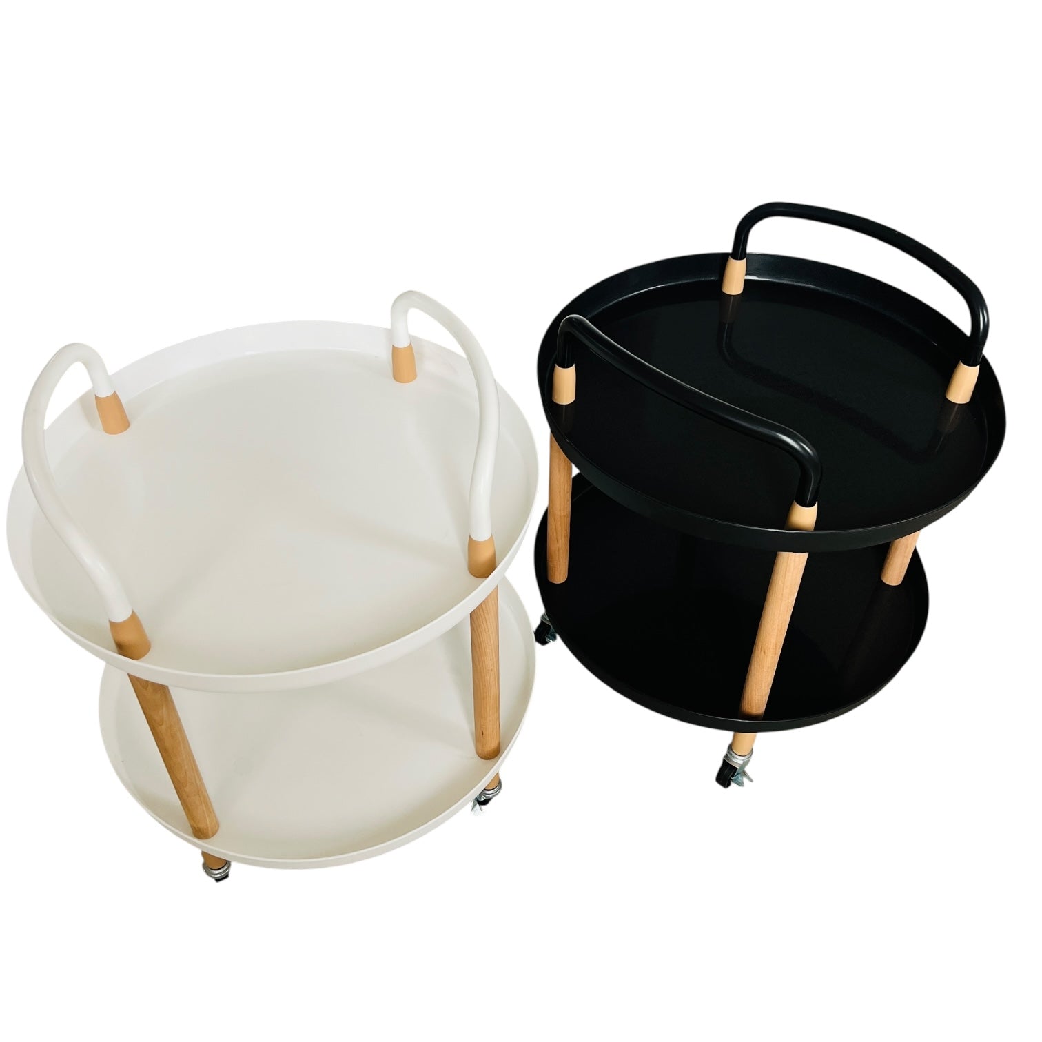 SRO-23 Mesita Auxiliar 2 Niveles Circular Con ruedas