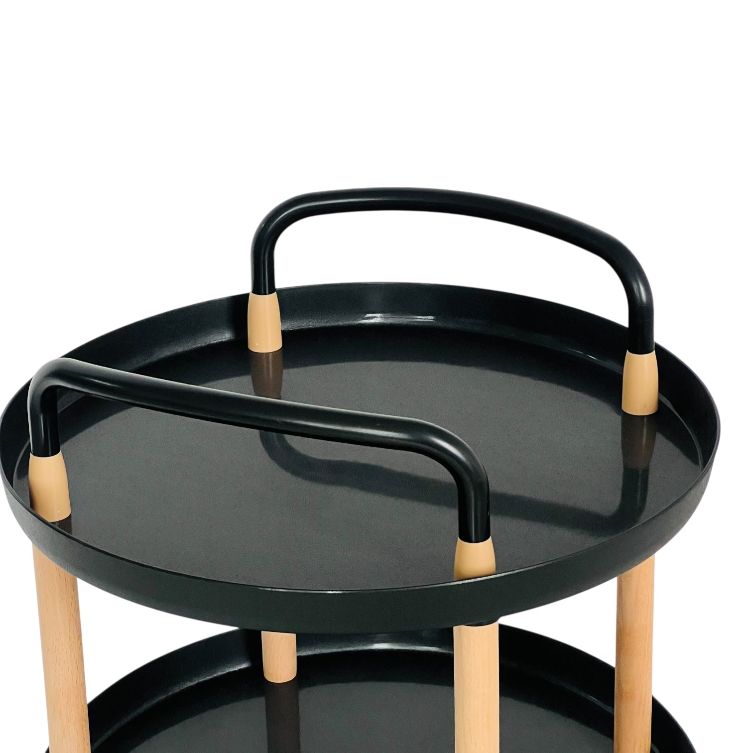 SRO-23 Mesita Auxiliar 2 Niveles Circular Con ruedas