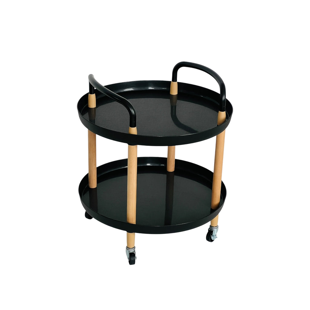 SRO-23 Mesita Auxiliar 2 Niveles Circular Con ruedas