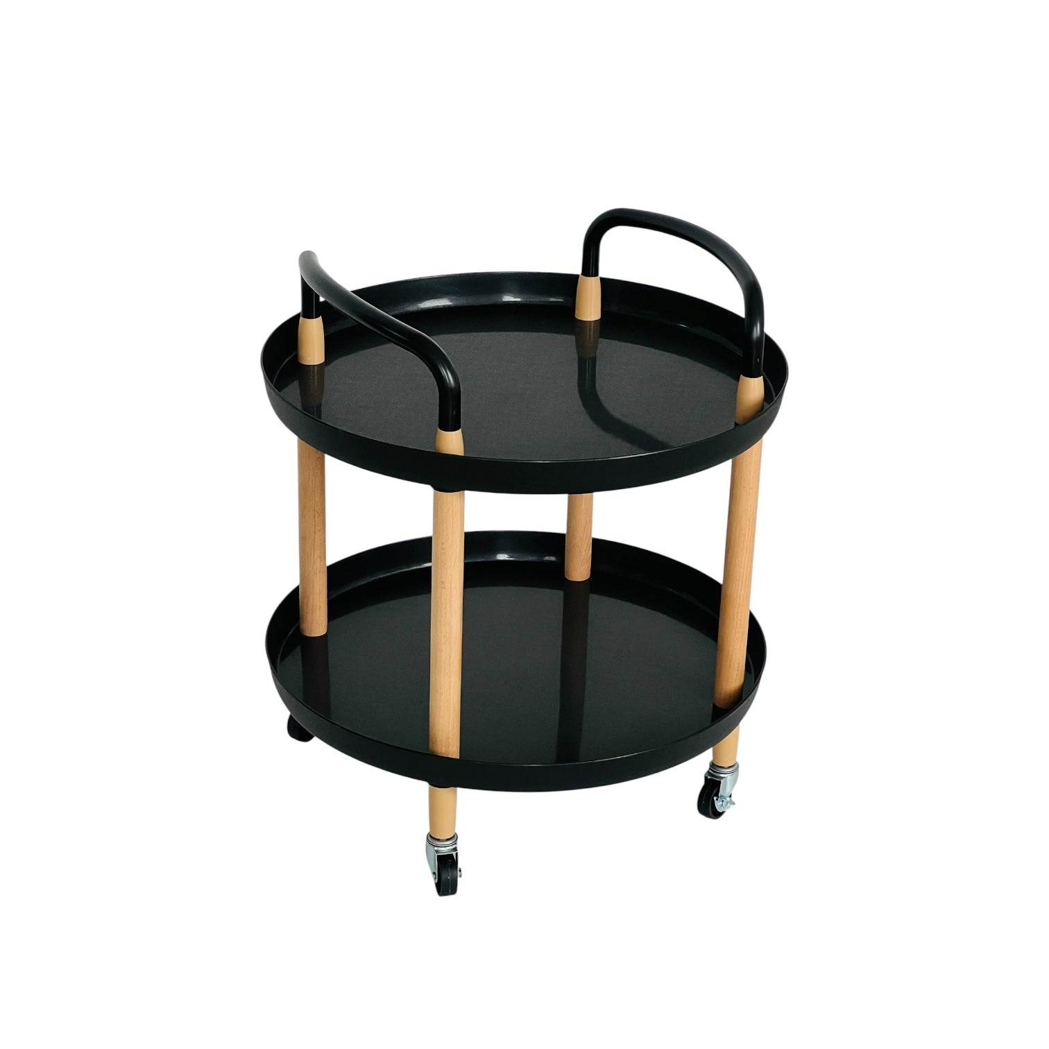 SRO-23 Mesita Auxiliar 2 Niveles Circular Con ruedas