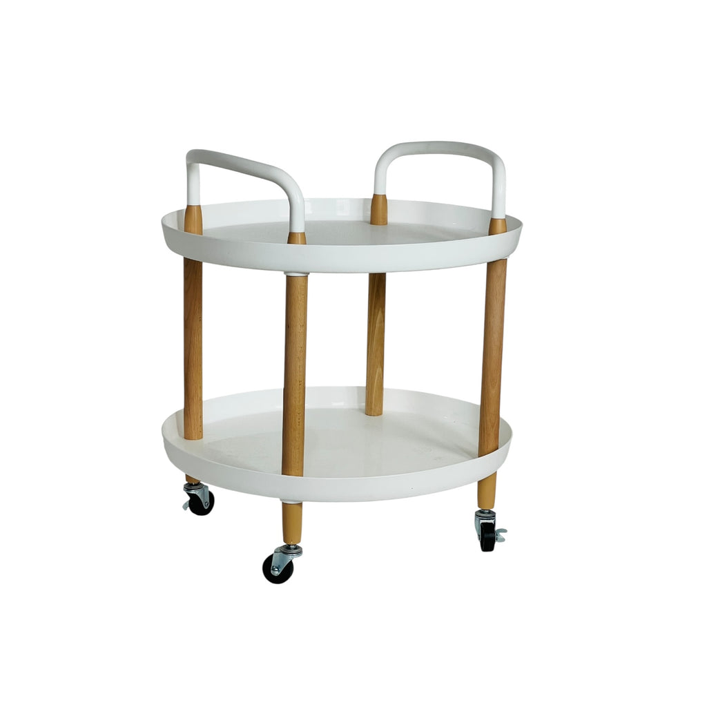 SRO-23 Mesita Auxiliar 2 Niveles Circular Con ruedas