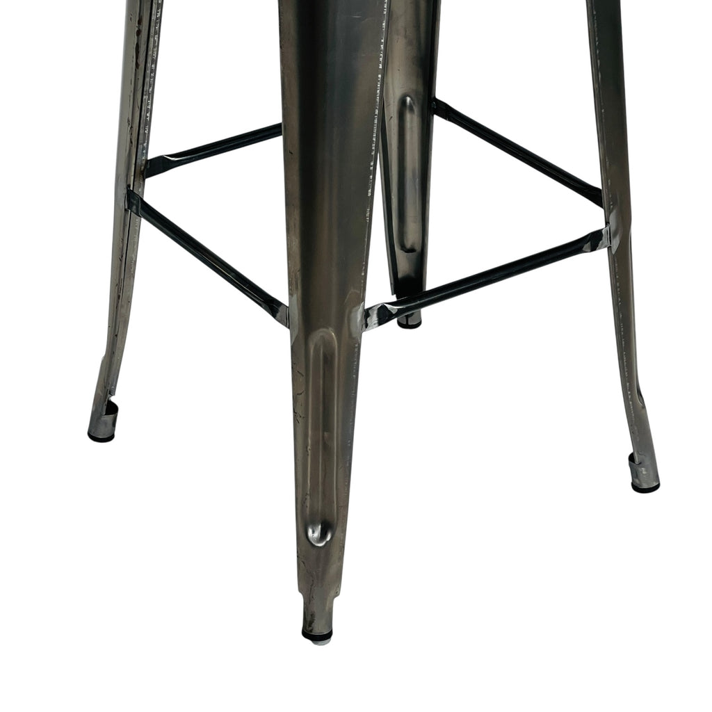 1508.SIN- Taburete Metálico Tolix  Con Espaldar Sin Pintura