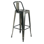 1508.SIN- Taburete Metálico Tolix  Con Espaldar Sin Pintura