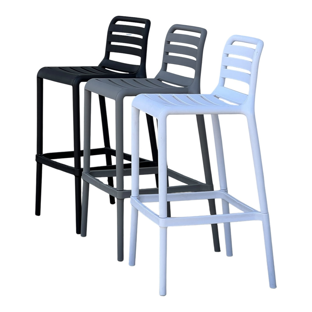 1241C - Taburete Respaldo Listado Moderno PP